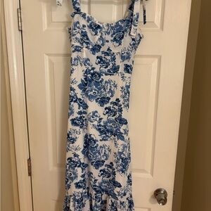 Floral Blue and White Dress